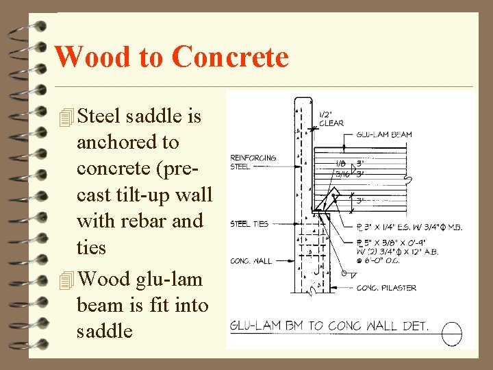 Wood to Concrete 4 Steel saddle is anchored to concrete (precast tilt-up wall with Wood to Concrete 4 Steel saddle is anchored to concrete (precast tilt-up wall with