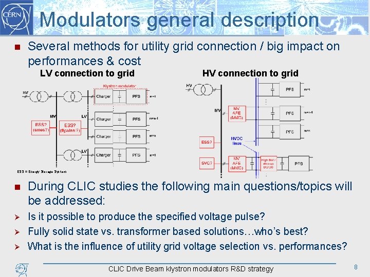 Modulators general description n Several methods for utility grid connection / big impact on