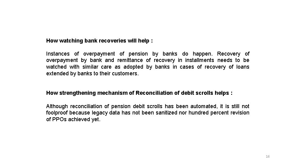 How watching bank recoveries will help : Instances of overpayment of pension by banks