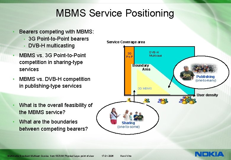 MBMS Service Positioning • Bearers competing with MBMS: • 3 G Point-to-Point bearers •