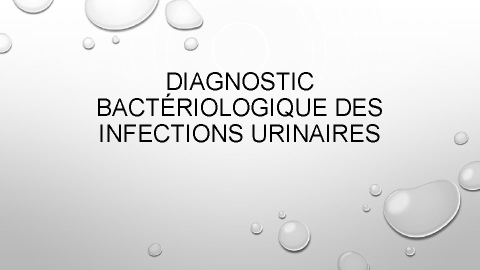 DIAGNOSTIC BACTÉRIOLOGIQUE DES INFECTIONS URINAIRES 