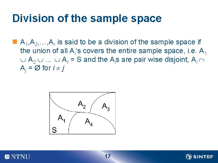 Division of the sample space n A 1, A 2, …, Ar is said