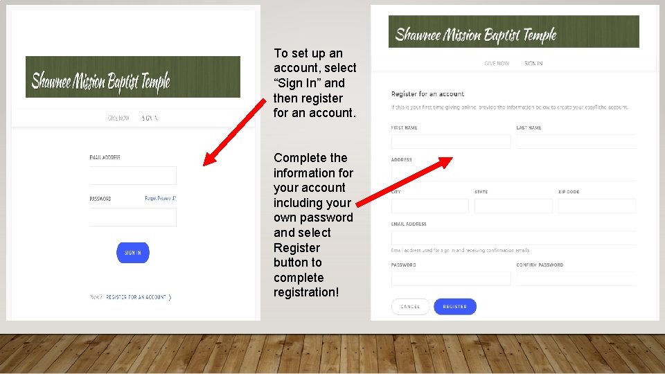 To set up an account, select “Sign In” and then register for an account.