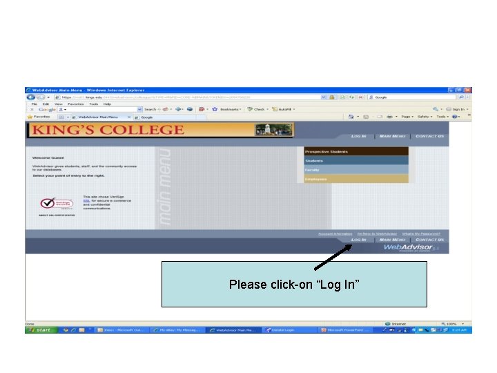 Please click-on “Log In” 