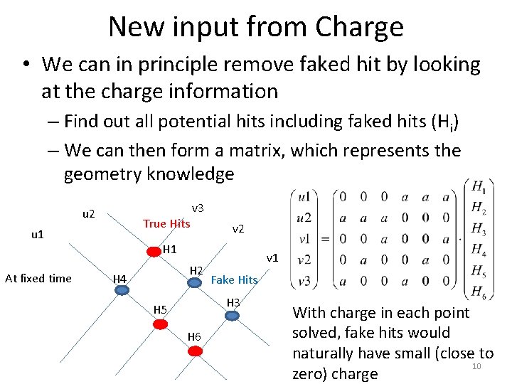 New input from Charge • We can in principle remove faked hit by looking