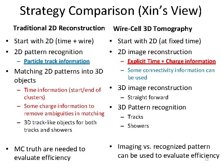 Strategy Comparison (Xin’s View) Traditional 2 D Reconstruction • Start with 2 D (time