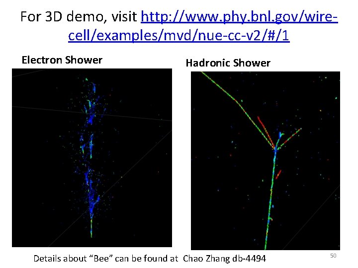 For 3 D demo, visit http: //www. phy. bnl. gov/wirecell/examples/mvd/nue-cc-v 2/#/1 Electron Shower Hadronic