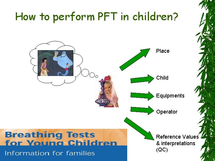 How to perform PFT in children? Place Child Equipments Operator Reference Values & interpretations