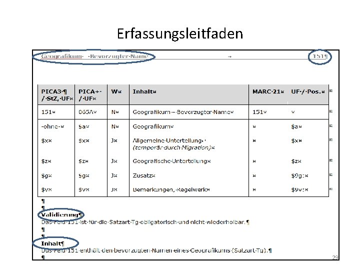 Erfassungsleitfaden 29 