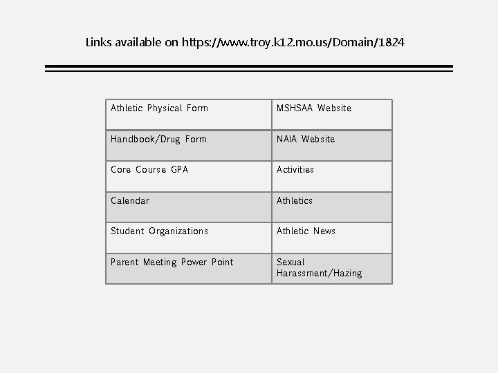 Links available on https: //www. troy. k 12. mo. us/Domain/1824 Athletic Physical Form MSHSAA