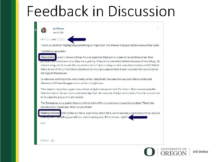 Feedback in Discussion 