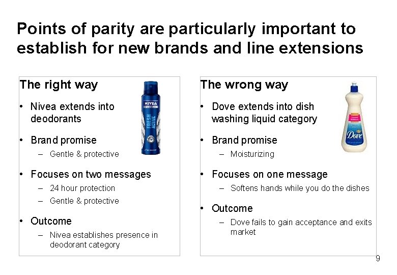 Points of parity are particularly important to establish for new brands and line extensions