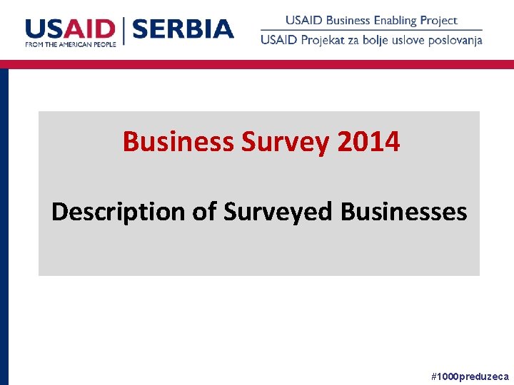 Business Survey 2014 Description of Surveyed Businesses #1000 preduzeca 