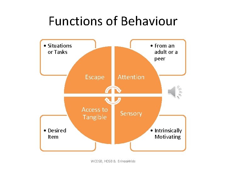 Functions of Behaviour • Situations or Tasks • From an adult or a peer