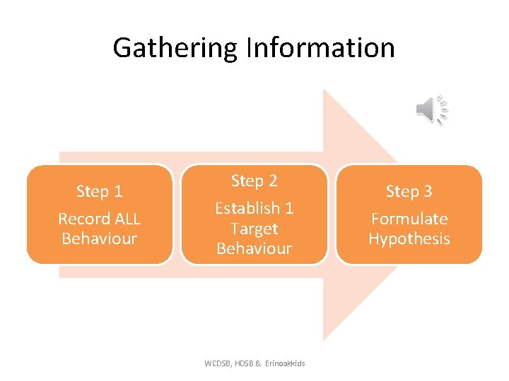 Gathering Information Step 1 Record ALL Behaviour Step 2 Establish 1 Target Behaviour WCDSB,