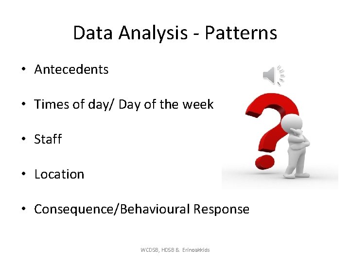 Data Analysis - Patterns • Antecedents • Times of day/ Day of the week