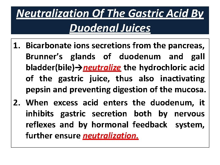 Neutralization Of The Gastric Acid By Duodenal Juices 1. Bicarbonate ions secretions from the