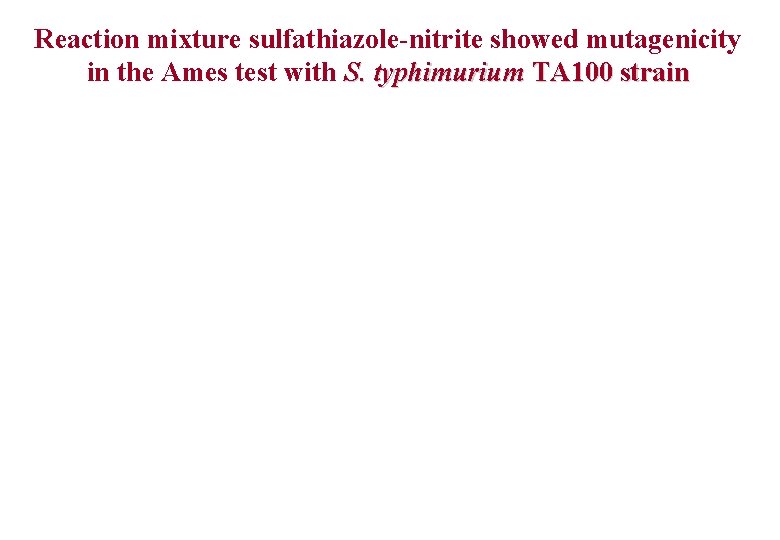 Reaction mixture sulfathiazole-nitrite showed mutagenicity in the Ames test with S. typhimurium TA 100