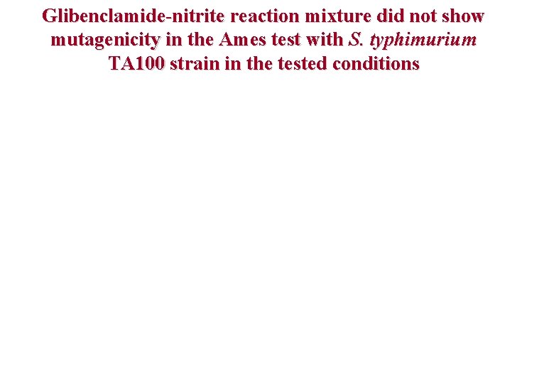 Glibenclamide-nitrite reaction mixture did not show mutagenicity in the Ames test with S. typhimurium