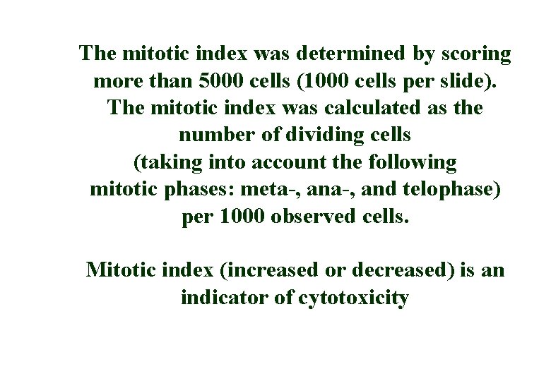 The mitotic index was determined by scoring more than 5000 cells (1000 cells per