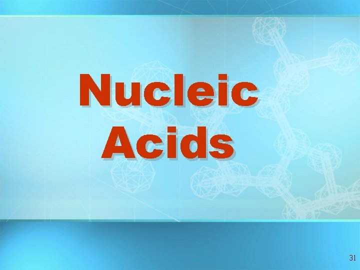 Nucleic Acids 31 Nucleic Acids 31