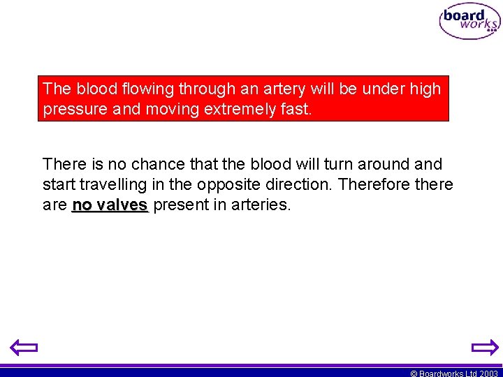 The blood flowing through an artery will be under high pressure and moving extremely