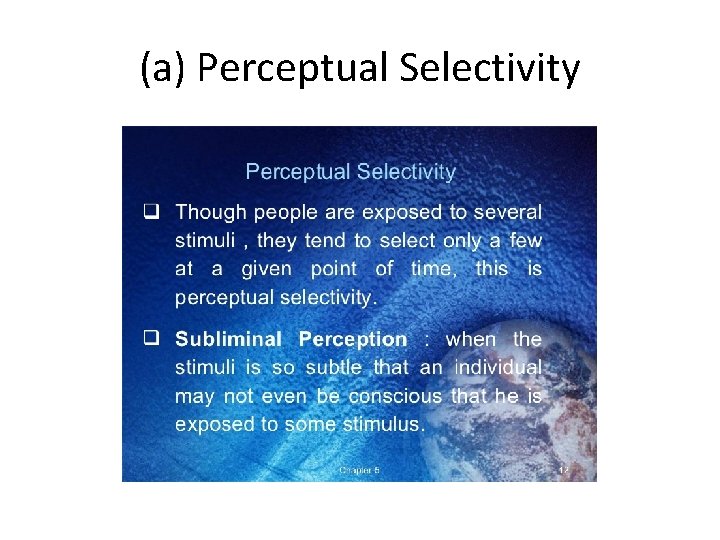 (a) Perceptual Selectivity 