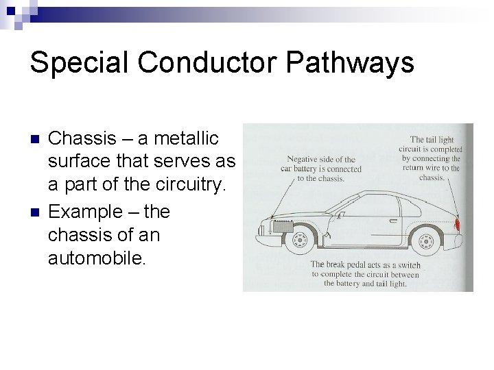 Special Conductor Pathways n n Chassis – a metallic surface that serves as a