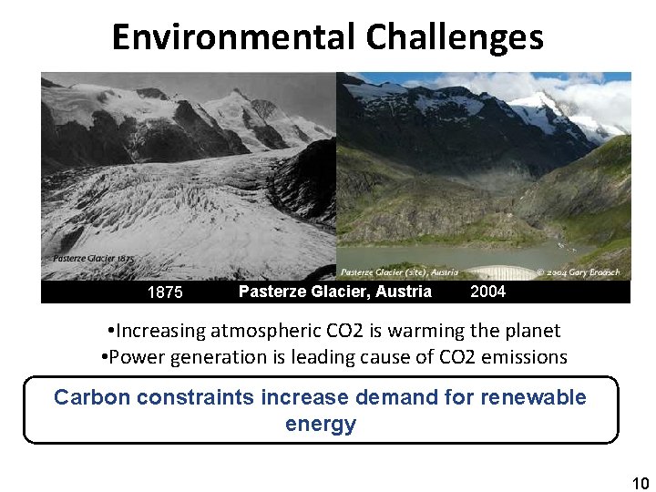 Environmental Challenges 1875 Pasterze Glacier, Austria 2004 • Increasing atmospheric CO 2 is warming