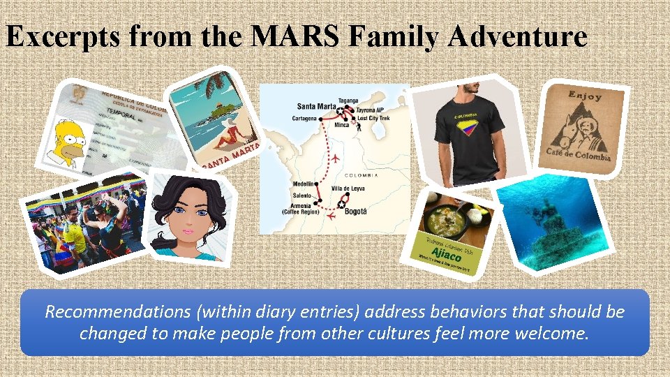 Excerpts from the MARS Family Adventure Recommendations (within diary entries) address behaviors that should