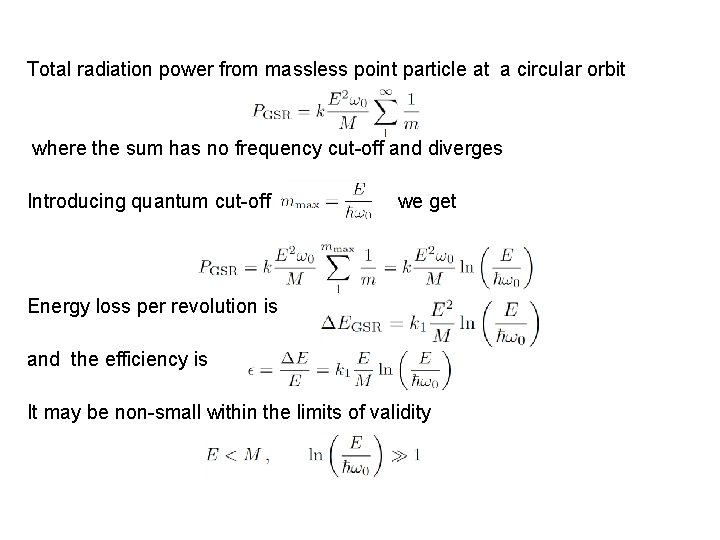 Total radiation power from massless point particle at a circular orbit where the sum