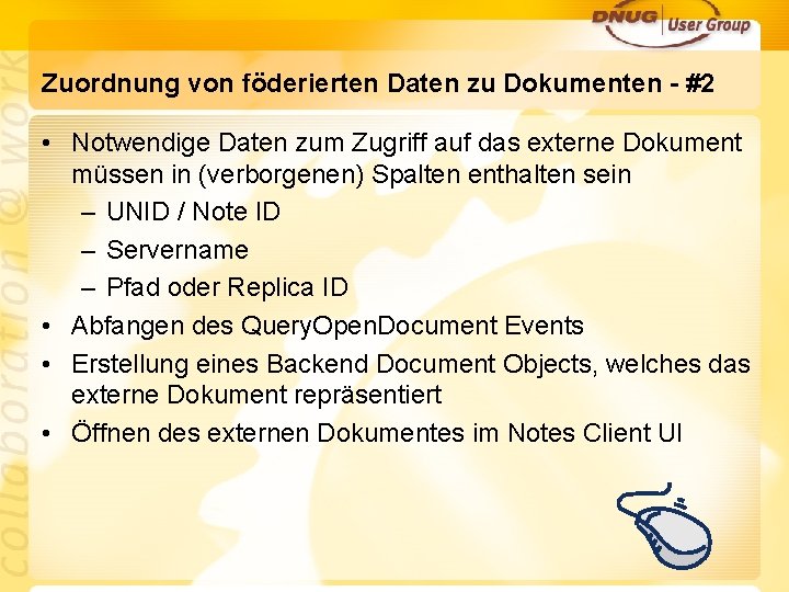 Zuordnung von föderierten Daten zu Dokumenten - #2 • Notwendige Daten zum Zugriff auf