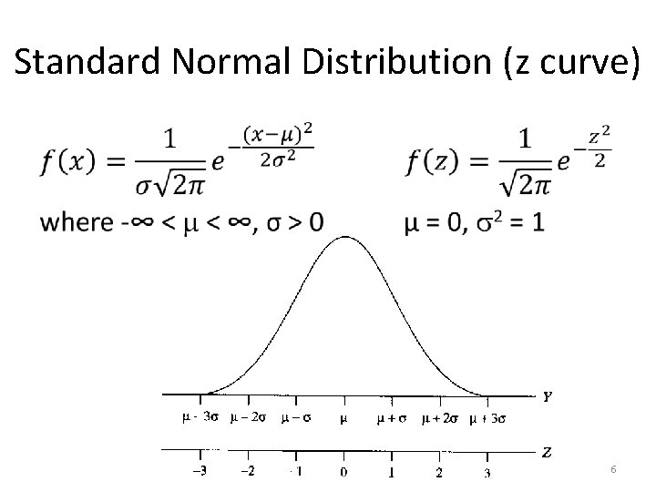 Standard Normal Distribution (z curve) • 6 