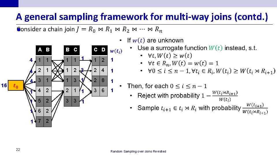 A general sampling framework for multi-way joins (contd. ) n 16 A B B