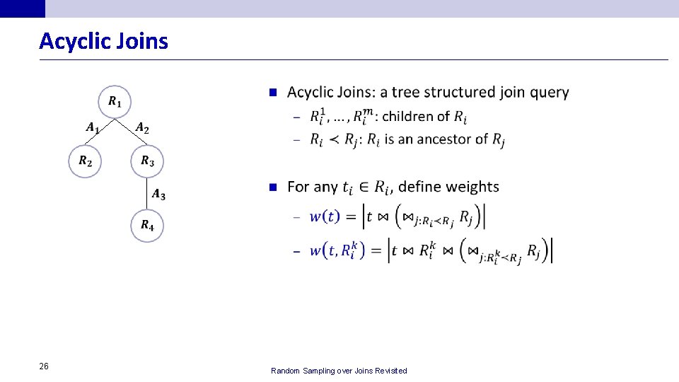 Acyclic Joins n 26 Random Sampling over Joins Revisited 