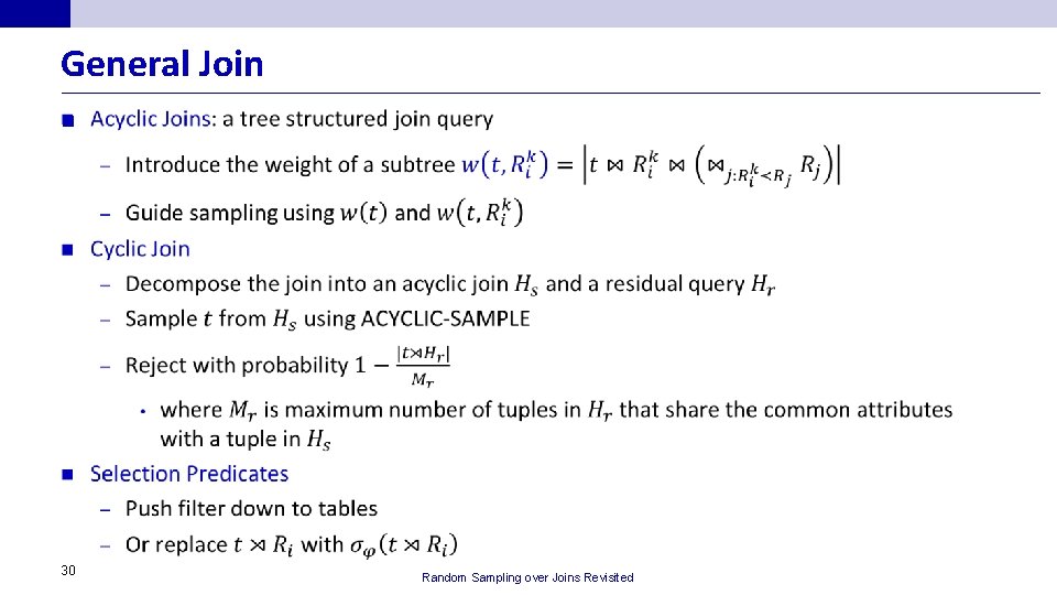 General Join n 30 Random Sampling over Joins Revisited 