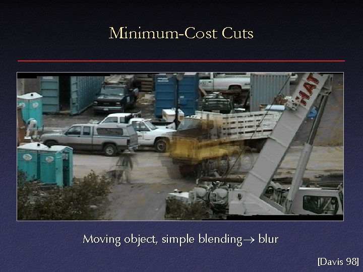 Minimum-Cost Cuts Moving object, simple blending blur [Davis 98] 