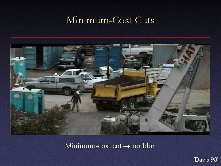 Minimum-Cost Cuts Minimum-cost cut no blur [Davis 98] 