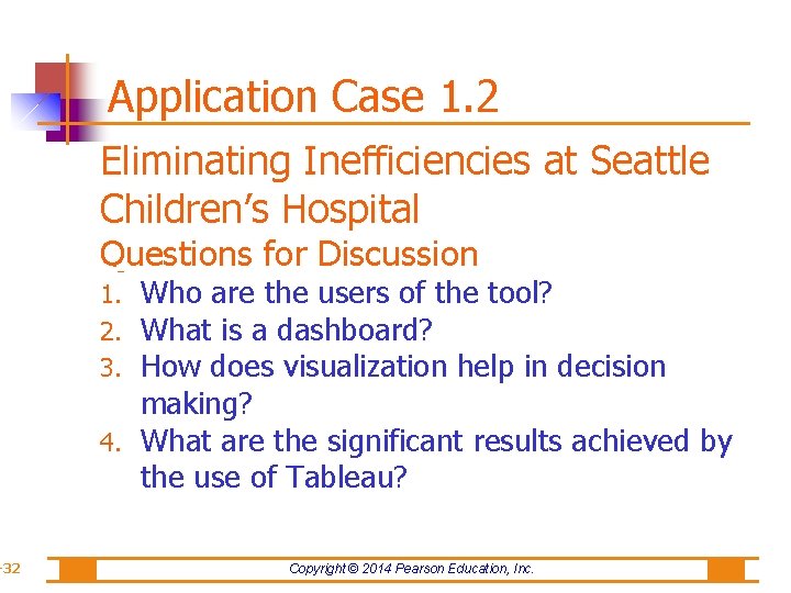 -32 Application Case 1. 2 Eliminating Inefficiencies at Seattle Children’s Hospital Questions for Discussion