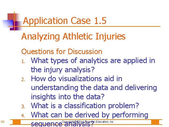 -35 Application Case 1. 5 Analyzing Athletic Injuries Questions for Discussion 1. What types