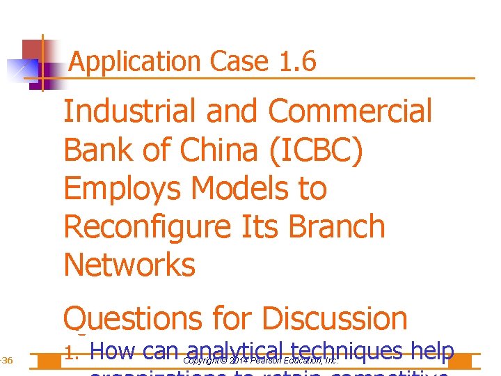 -36 Application Case 1. 6 Industrial and Commercial Bank of China (ICBC) Employs Models