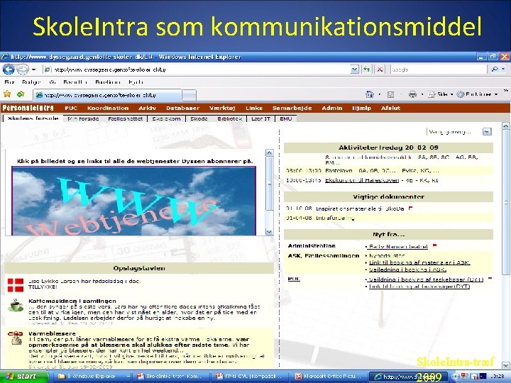 Skole. Intra som kommunikationsmiddel Skole. Intra-træf 2009 