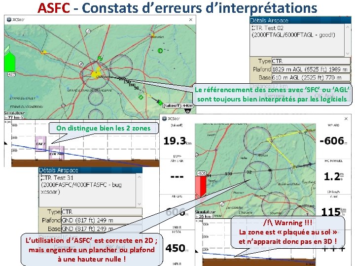 ASFC - Constats d’erreurs d’interprétations Le référencement des zones avec ‘SFC’ ou ‘AGL’ sont