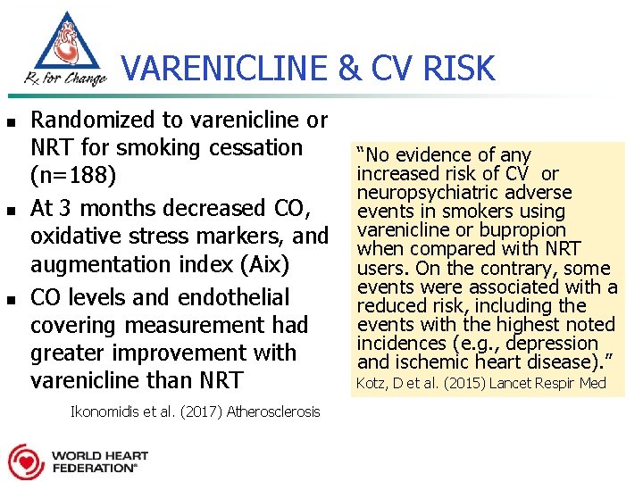 VARENICLINE & CV RISK n n n Randomized to varenicline or NRT for smoking