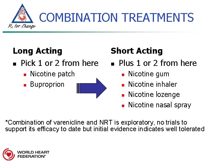 COMBINATION TREATMENTS Long Acting n Pick 1 or 2 from here n n Nicotine