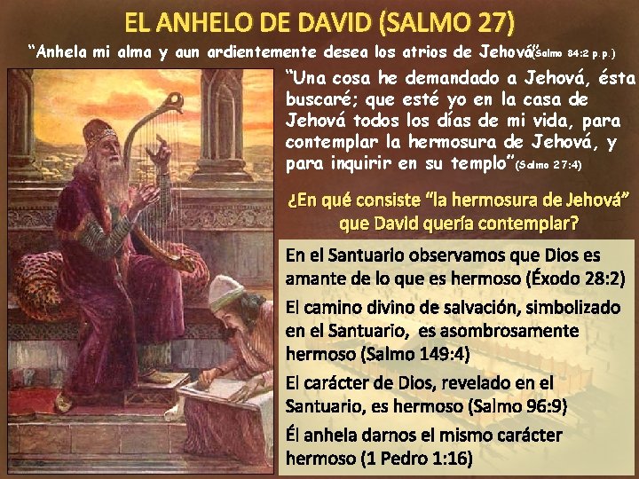 EL ANHELO DE DAVID (SALMO 27) “Anhela mi alma y aun ardientemente desea los