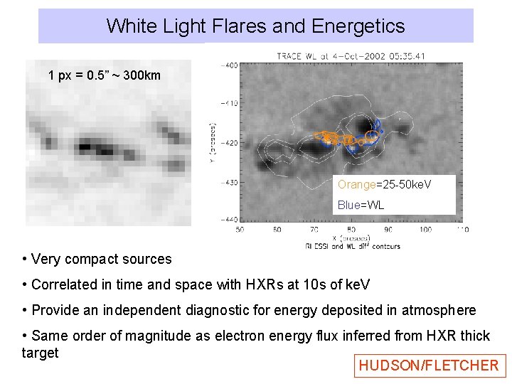 White Light Flares and Energetics 1 px = 0. 5” ~ 300 km Orange=25