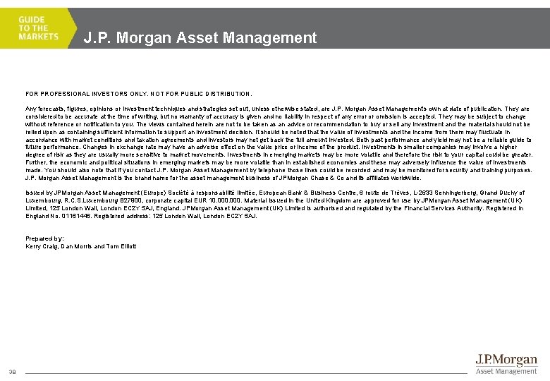 J. P. Morgan Asset Management FOR PROFESSIONAL INVESTORS ONLY. NOT FOR PUBLIC DISTRIBUTION. Any