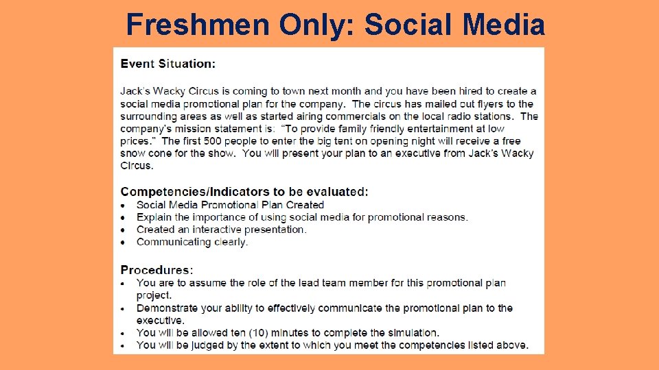 Freshmen Only: Social Media 