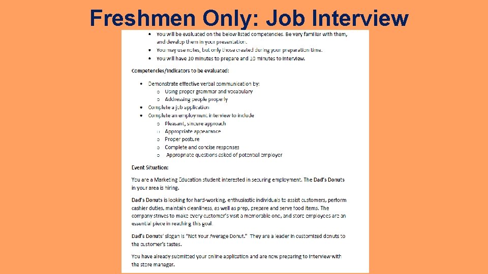 Freshmen Only: Job Interview 